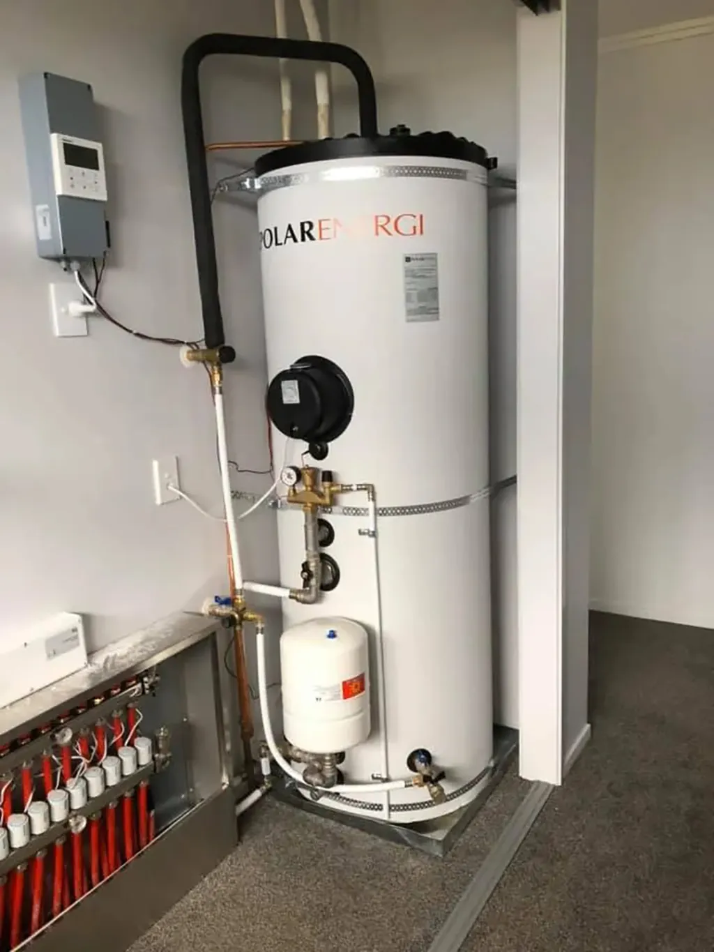 white Hot water cylinder installed in a property in New Zealand by PolarEnergi NZ