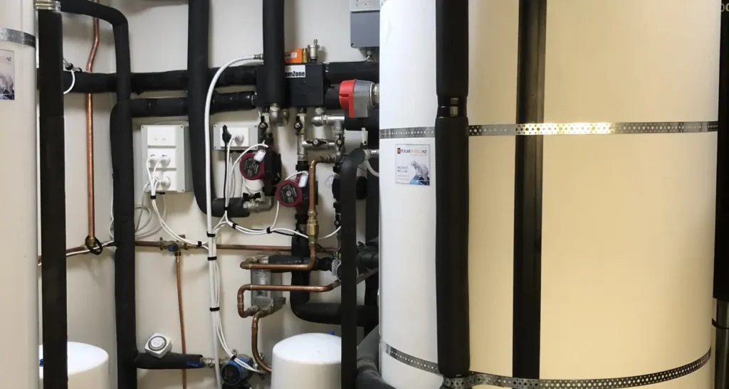 large hot water cylinder, part of heating system installed by PolarEnergi NZ