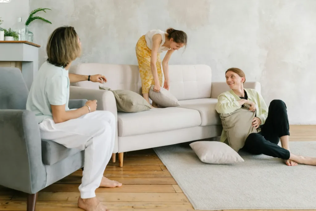 happy family comfortable at home during winter