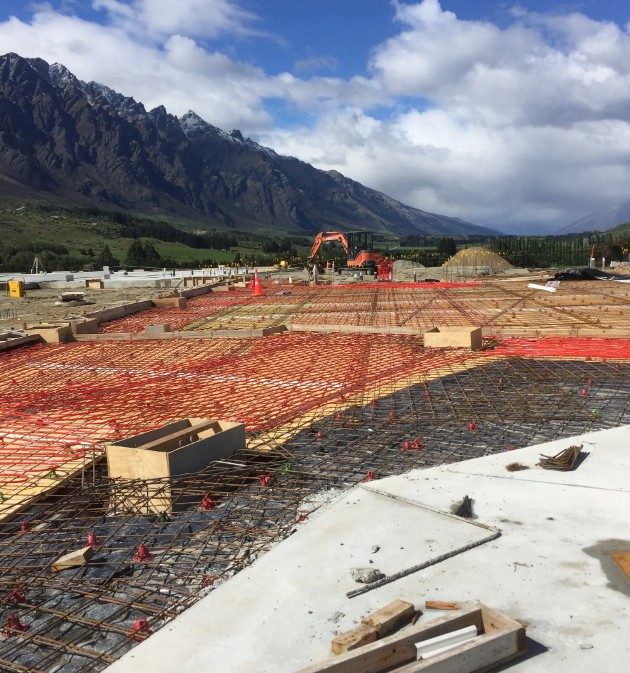 hydronic underfloor heating system being installed at Wakatipu High School, Frankton QT